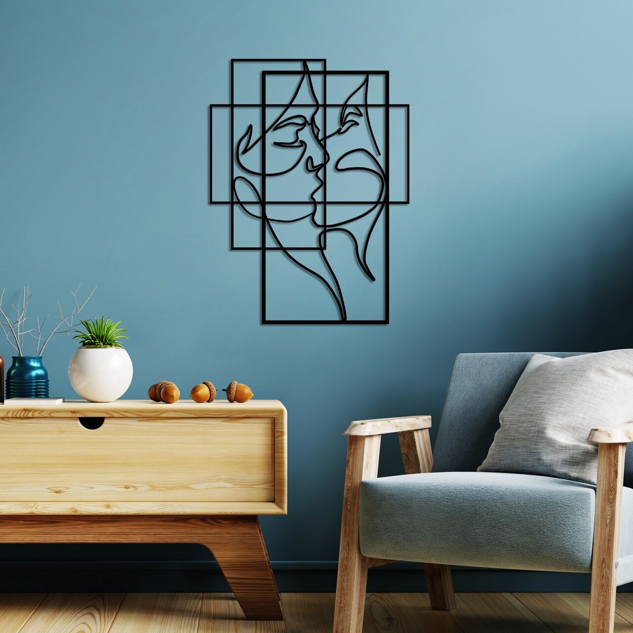 Decoratiune de perete, Love, Dimensiune: 70 x 52 cm, Negru - view 3