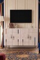 Consola, Hanah Home, Ilay 120, 120x75x32 cm, White / Travertine / Silver