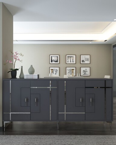 Consola, Hanah Home, Simge, 180x78.6x35 cm, PAL , Antracit / Argintiu