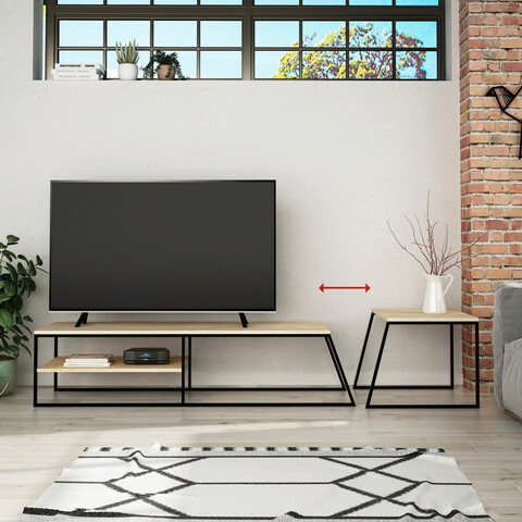 Comoda tv, decortie, pal tv sehpası, stejar / negru
