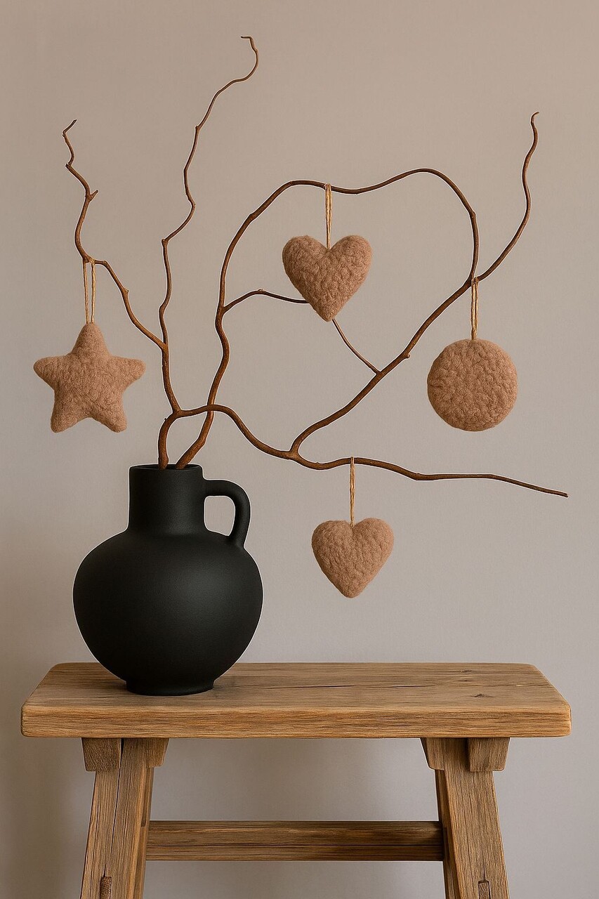 Ornament de Crăciun, 3 Lu Set, 80% POLIESTER/20% IUȚĂ, Maro - imagine 3