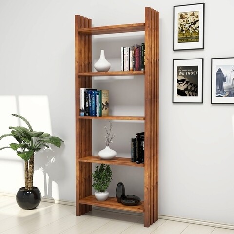 Biblioteca Zila, Puqa Design, 67x24x170 cm, maro