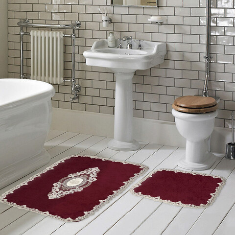 Set covoraș de baie (2 bucăți), alanur home, selonya d, poliester, rosu claret