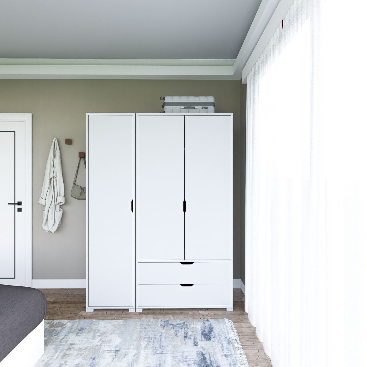 Dulap pentru haine, Miwood, Duru 1600-020, Alb - 1 | YEO