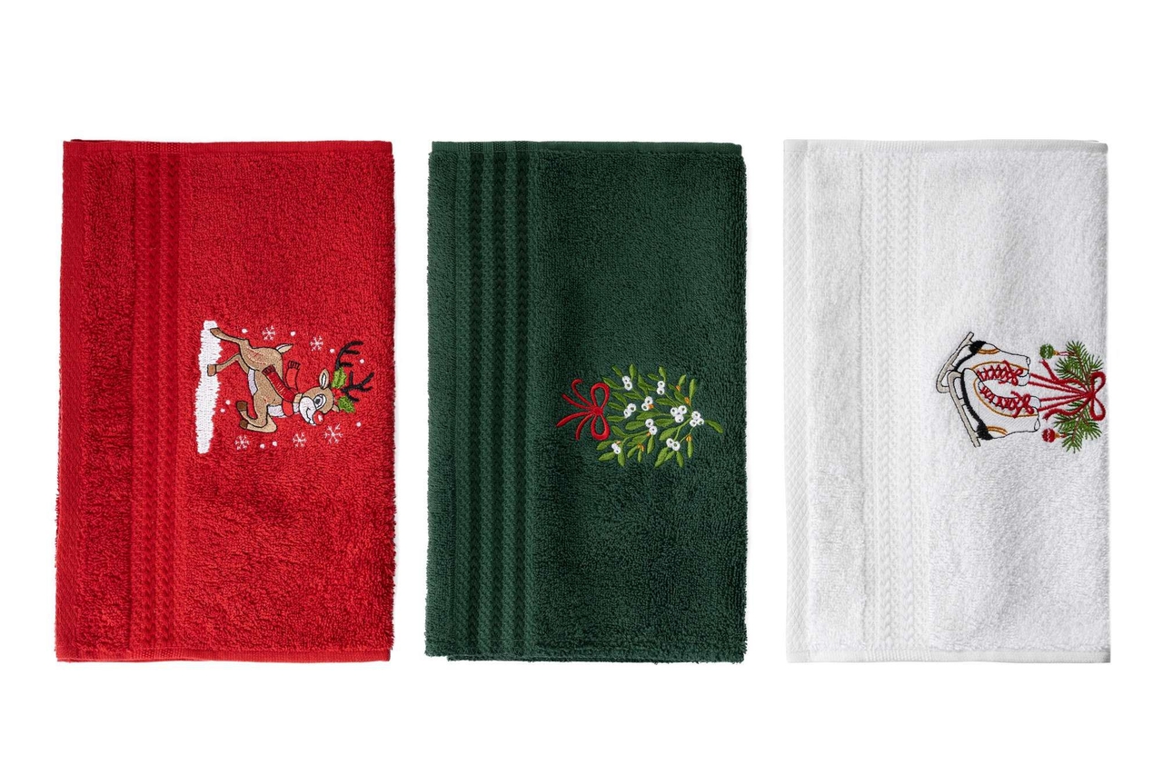 Set prosoape, L'essentiel Maison, Baby Reindeer, Verde / Roșu / Alb - view 3