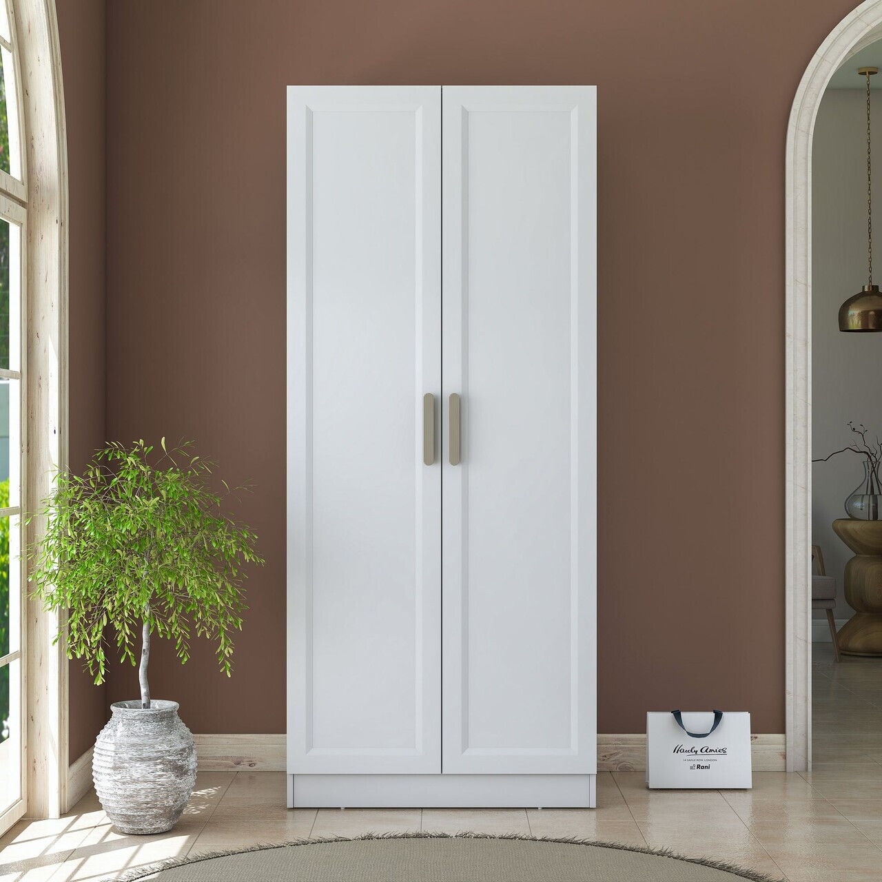 Dulap pentru haine, Hanah Home, BA220, 90x210x57.5 cm, PAL melaminat, Alb - view 2