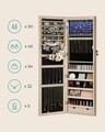 Cabinet pentru bijuterii cu oglinda si fixare usa/perete Songmics, 36.7 x 10 x 120 cm, PAL, maro