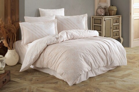 Lenjerie de pat pentru o persoana (de), 2 piese, romance - beige, hobby, bumbac poplin