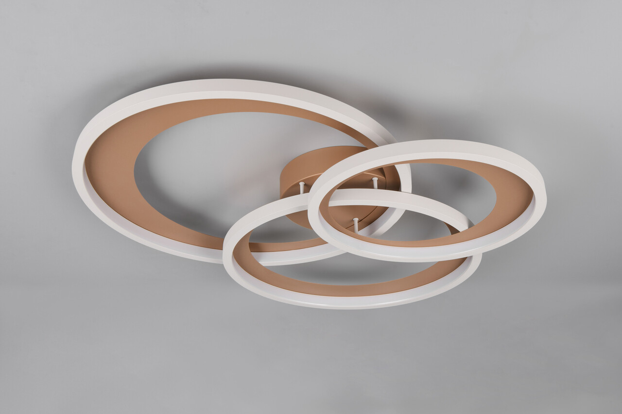 Plafoniera Granada, TRIO, 71.5x63.5x10.5 cm, 36W, 1x SMD, metal, maro/alb