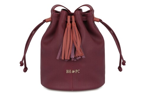 Geanta Beverly Hills Polo Club, 117, piele naturala, visiniu
