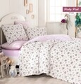 Lenjerie de pat dubla Pinky Pink, Majoli Home Collection, 4 piese, 200x220 cm, 100% bumbac ranforce, lila