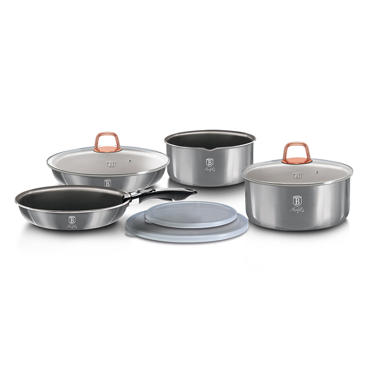 Set pentru gatit Berlinger Haus, Moonlight, 9 piese, aluminiu, gri - view 3