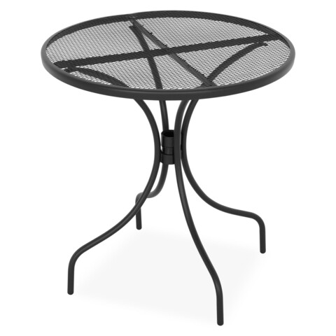 Set 2 scaune si masa rotunda, Berlin, H.72 D.70 cm, otel, negru/gri