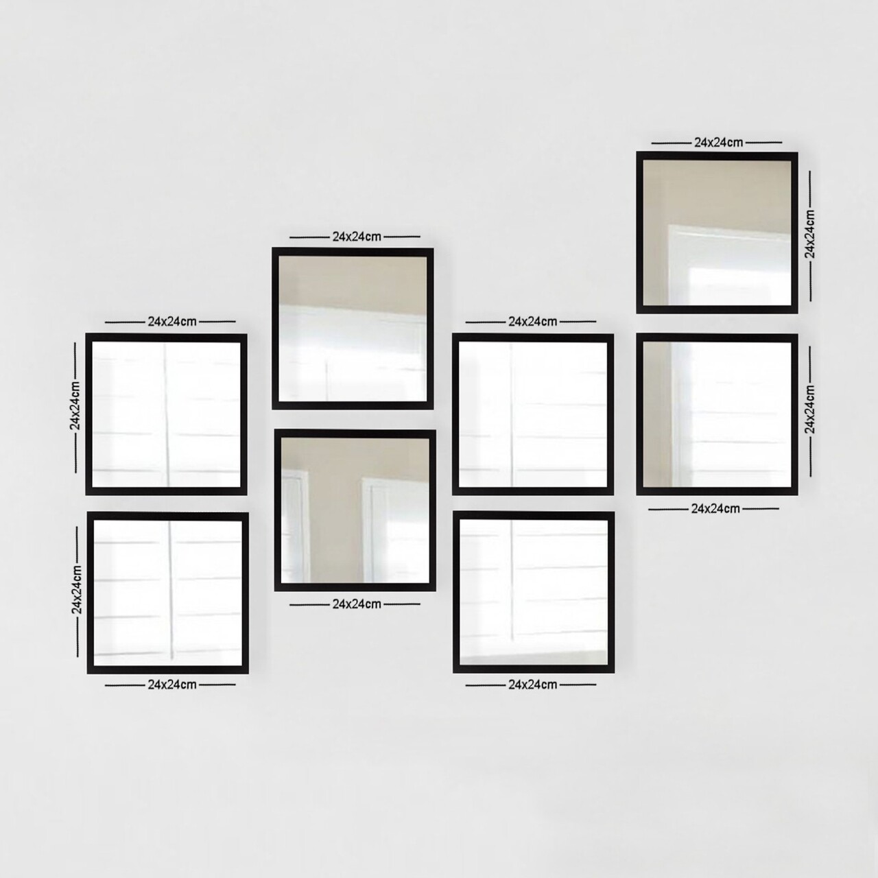 Set oglinzi (8 piese), SETAYNA_064, Plastic laminat, Argintiu / Negru - view 2