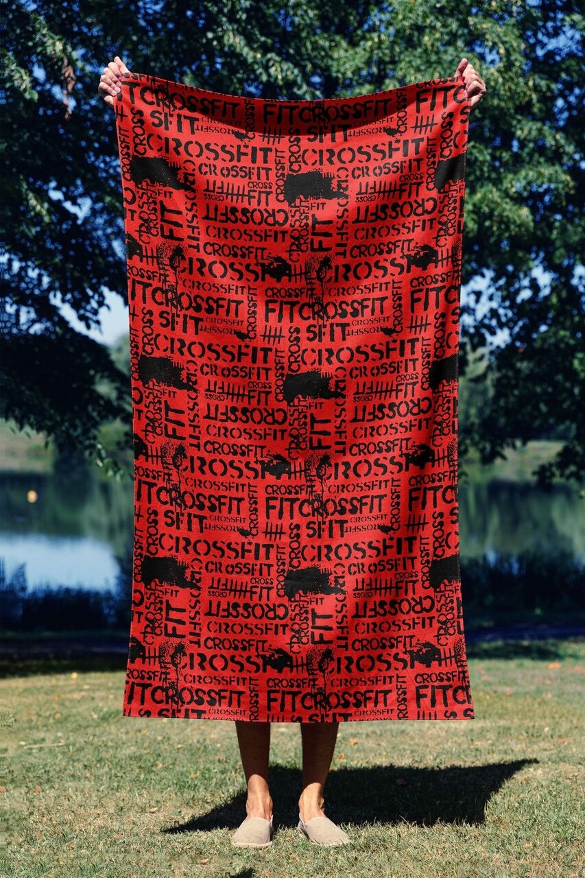 Prosop de plaja, Astacura, Crossfit Red 70, 70x130 cm, Poliester/Poliamida, Multicolor
