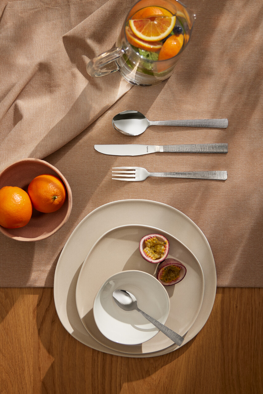 Set tacamuri 24 piese Linen, Amefa, 6 persoane, inox 18/0, argintiu - 1 | YEO