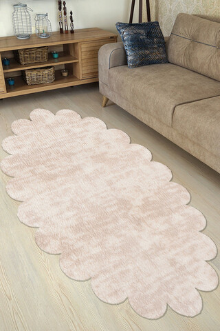 Covor, ellipse daisy pattern, 150x230 cm, poliester, bej