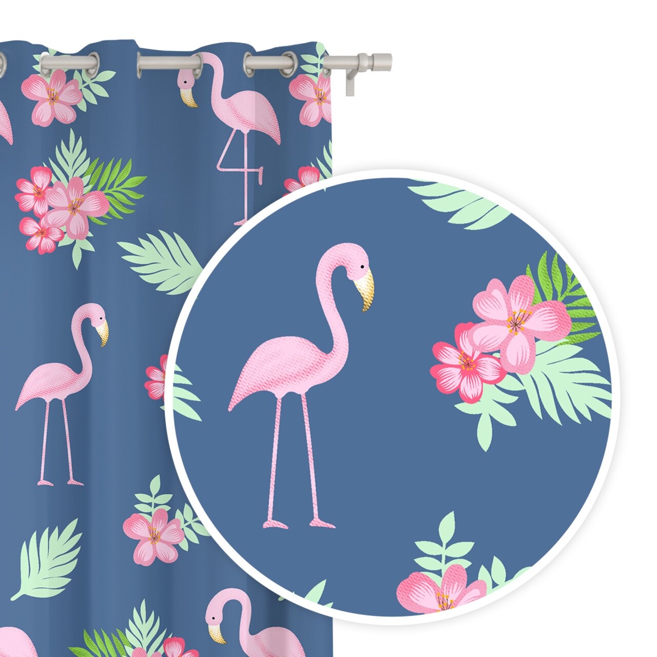 Draperie Zaslona Flamingo, Fashion Goods, 140x250, Poliester, Albastru/roz