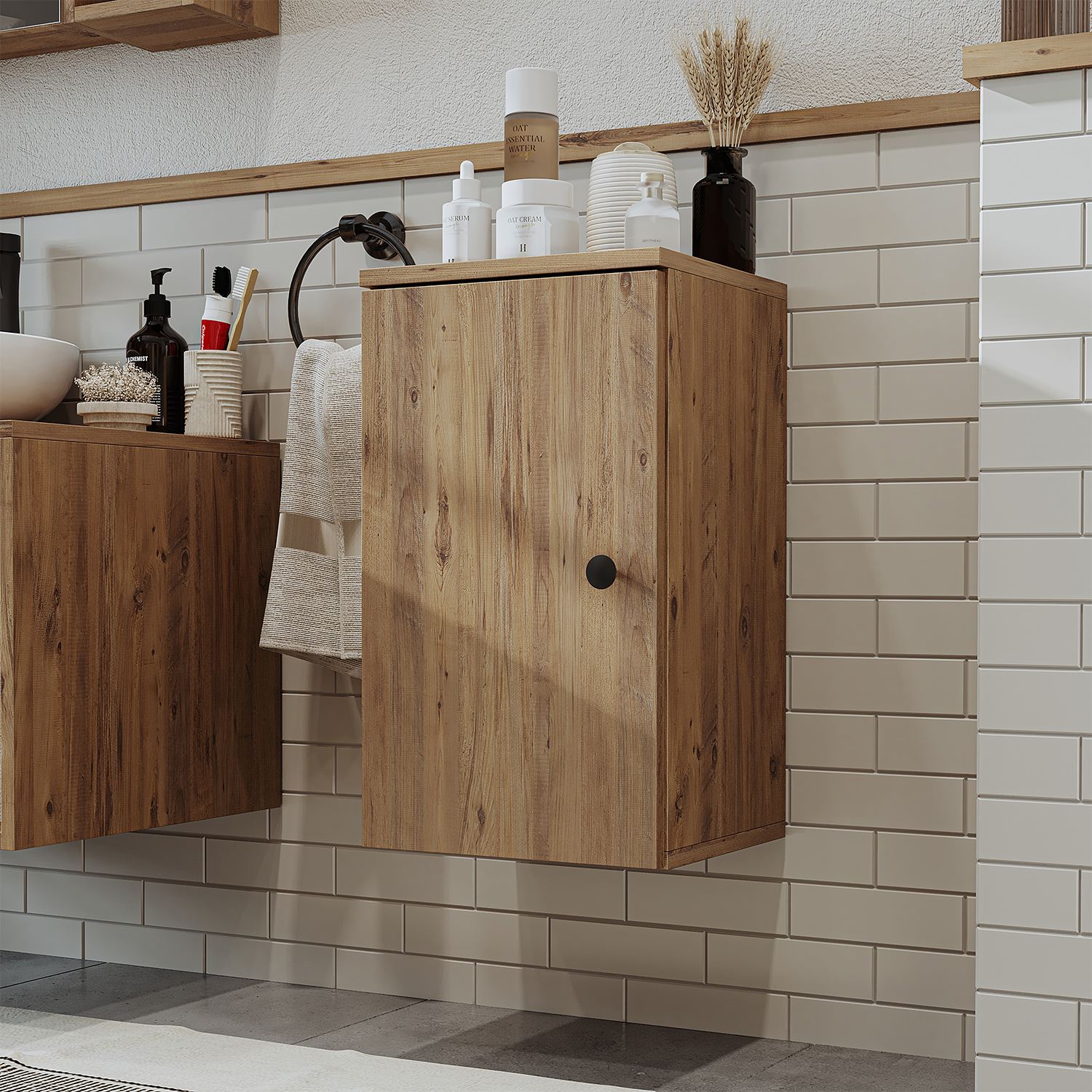 Dulap de baie, Hanah Home, 2514, 35x60x30 cm, MDF, Maro