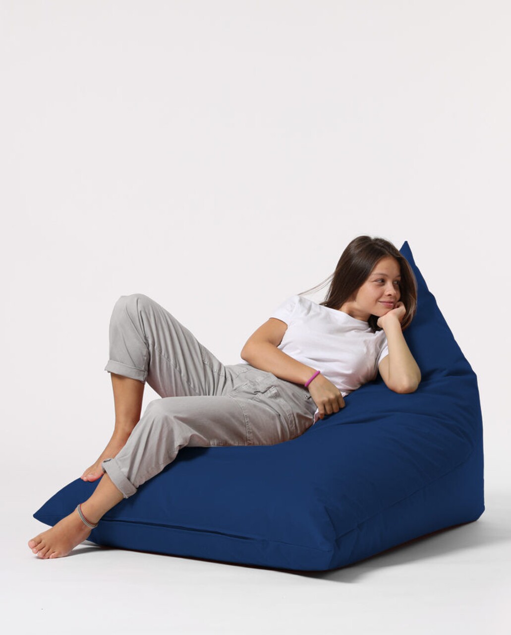 Fotoliu Puf, Bean Bag Ferndale, Pyramid Bed, 145 Cm, Poliester Impermeabil, Albastru Inchis