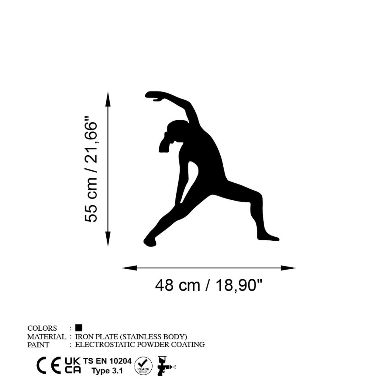 Decoratiune de perete, Yoga 5, Dimensiuni: 48 x 55 cm, Negru — imaginea 6