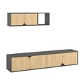 Comoda TV cu raft, Decortie, Spark, pal melaminat, stejar/antracit