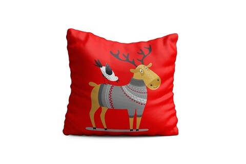 Perna decorativa reindeer w sweater, oyo kids, 43x43 cm, poliester, multicolor