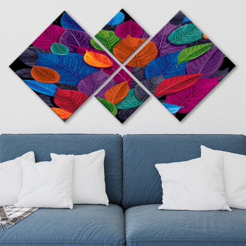 Set 4 tablouri decorative, 4MDF79077301, MDF, Imprimat UV, Multicolor Evans