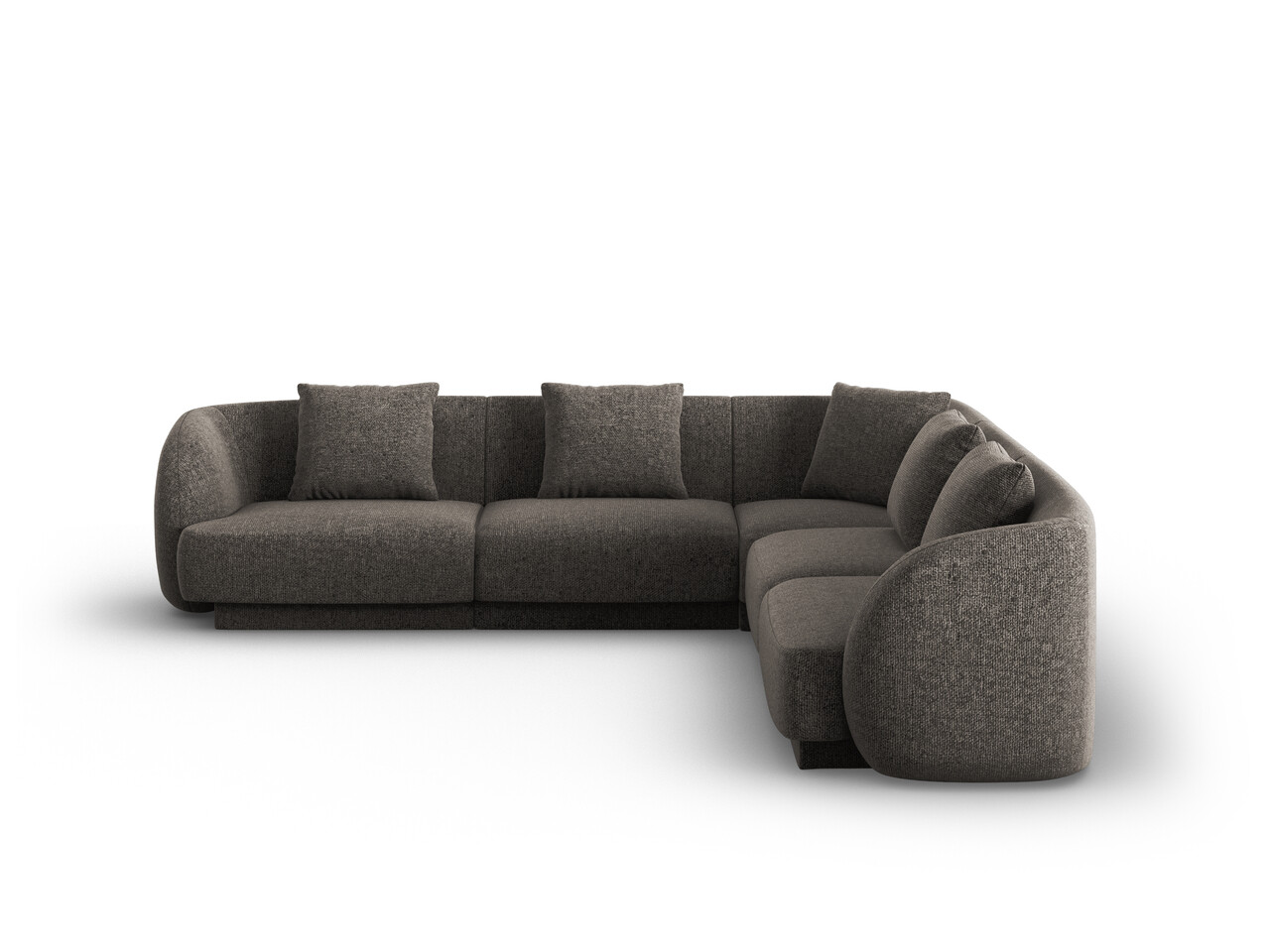 Coltar reversibil 5 locuri, Tulum, Cosmopolitan Design, 255x255x70 cm, tesatura chenille, gri