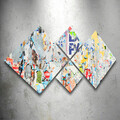 Set 4 tablouri decorative, 4MDF128366705, MDF, Imprimat UV, Multicolor
