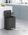 Cos de gunoi pentru sortare 2 x 15 L, Songmics, 41.7x33.2x49.4 cm, otel/polipropilena, negru cerneala