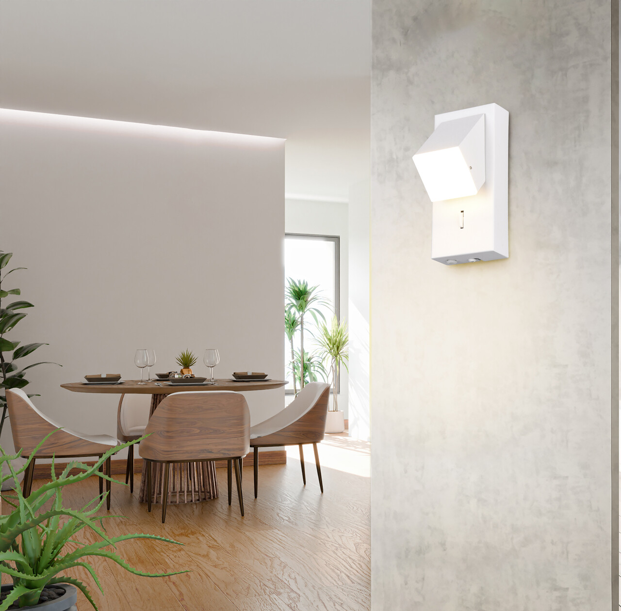 Aplica de perete Raglan, TRIO, 7x8.5x15 cm, 3.8W, 1x SMD, metal, alb mat