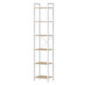 Biblioteca cu 6 niveluri, Vasagle, 39.6x30x187 cm, PAL/otel, bej/alb