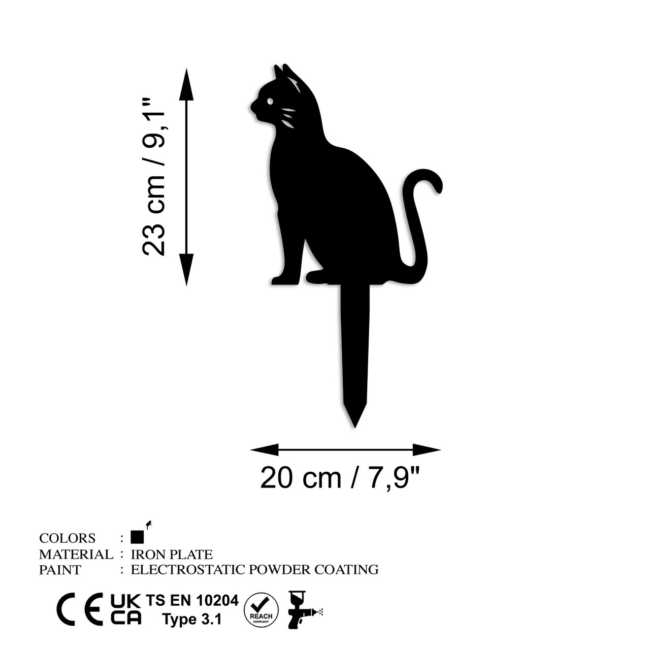 Obiect decorativ de grădină, Cat 02, 38x20 cm, Negru - view 6