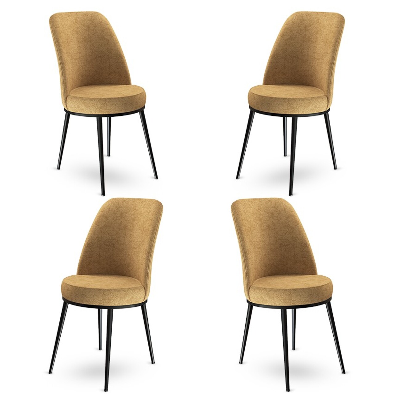 Set de scaune, Charlotte, Dexa, Metal, Cappuccino / Negru