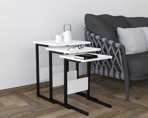 Masute, Puqa Design, Sali, PAL, Alb/Negru