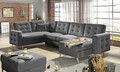 Coltar extensibil reversibil 5 locuri ELTAP, AsdU-26, Asgard, 326x202x93 cm, lemn/poliester, gri inchis