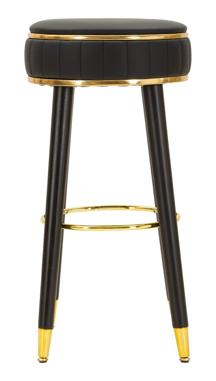 Scaun de bar, Mauro Ferretti, London, 38x74 cm, lemn de pin/piele ecologica, negru/auriu - imagine 5