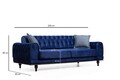 Canapea extensibila cu 3 locuri, Hilena, 569HLN1703, Lemn de fag / PAL, Albastru navy