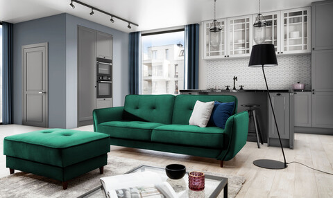 Canapea extensibila 3 locuri ELTAP, SO-BEL-37MO, Bellis, 220x90x83 cm, lemn/poliester, verde deschis