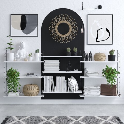 Biblioteca, emerald, lungo, 85 x 216 x 20 cm, pal melaminat, alb/negru