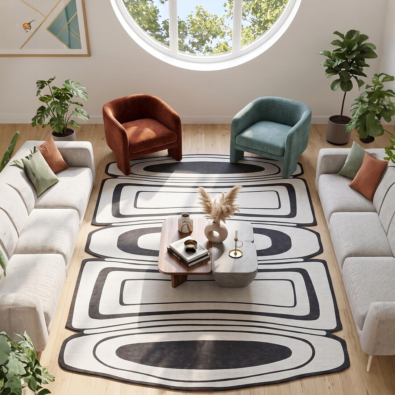 Covor, Fr389, 100x200 cm, Negru — imaginea 2