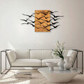 Decoratiune de perete, MA-313, 50% lemn/50% metal, 70 x 140 cm, Nuc / Negru