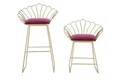 Set scaun si scaun de bar Glam Flower, Mauro Ferretti, fier/poliester, bordo/auriu