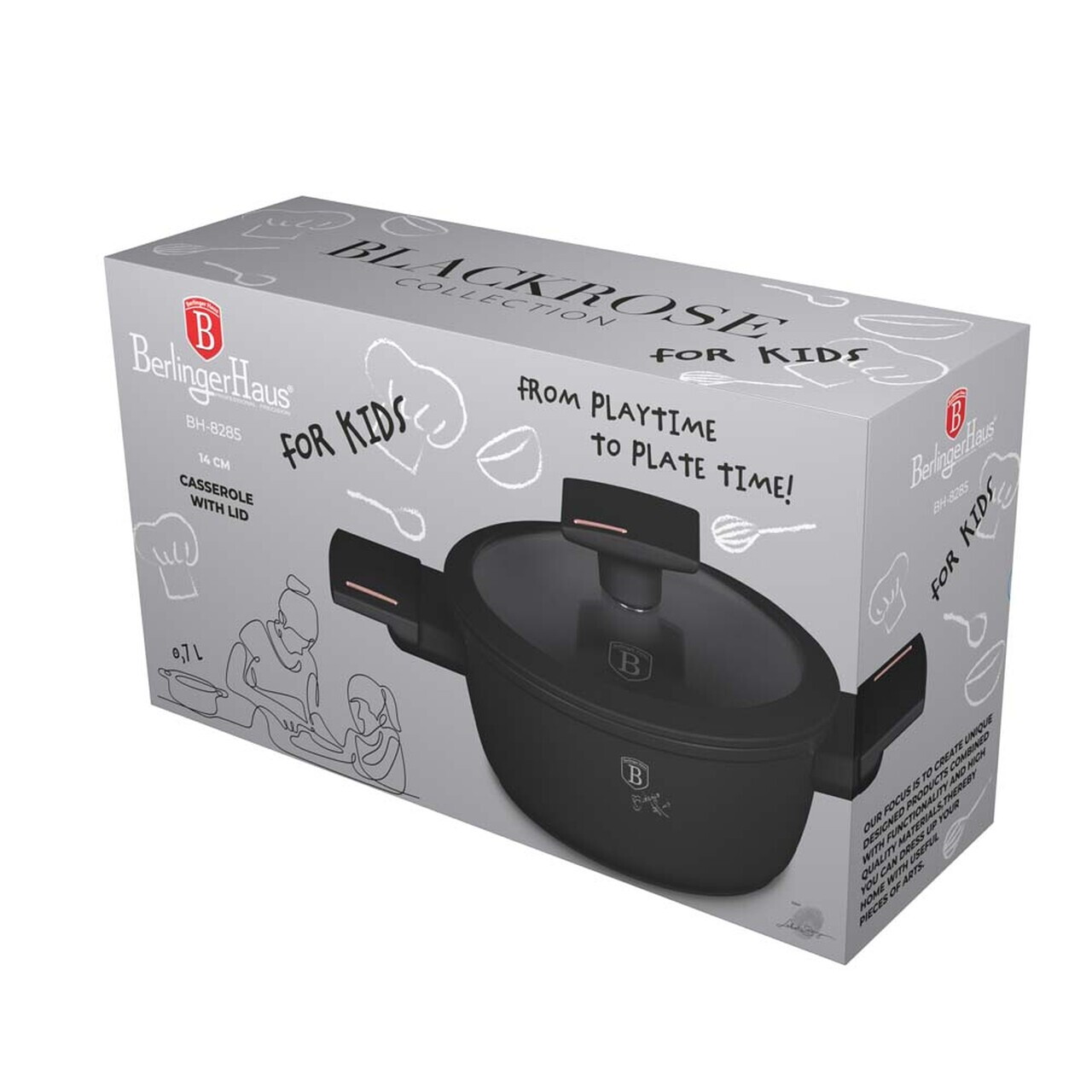 Cratita cu capac Berlinger Haus, Monaco, 14 cm, 700 ml, aluminiu forjat, negru - imagine 4