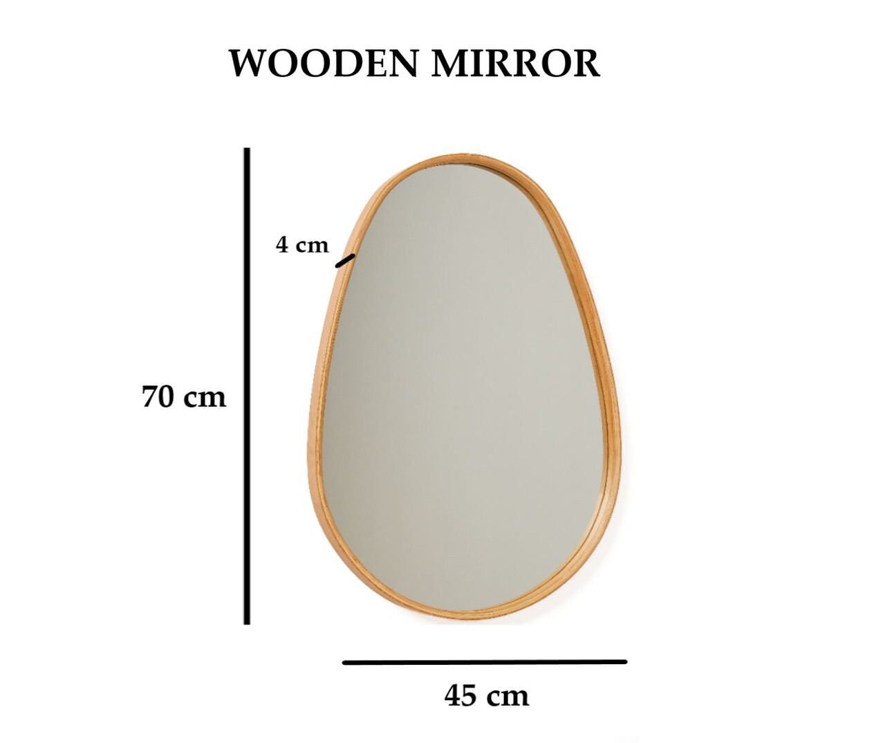 Oglinda decorativa, Hanah Home, Pear, 45x70x4 cm, 100% SOLID OAK WOOD, Stejar