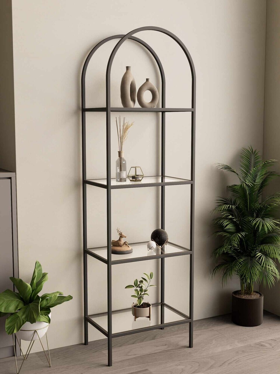 Corp biblioteca, Hanah Home, İdil, 47x158x30 cm, Negru — imaginea 2
