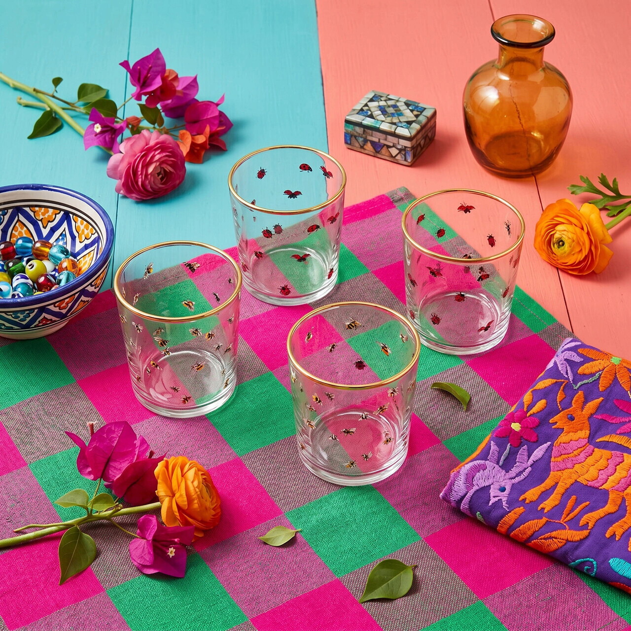 Set pahare, Hermia, 666HAC2113, Sticla, Auriu / Transparent