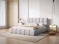 Pat tapitat cu tablie si lada depozitare, Bellis, Micadoni Home, BL, 180x200 cm, catifea, argintiu