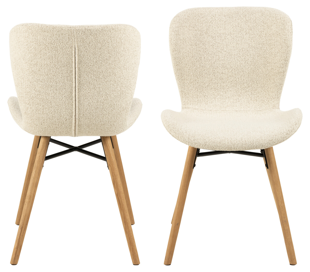Scaun Batilda -A1 Zip, Actona, 47x53x82.5 cm, tesatura Boucle/lemn de stejar, crem - view 7
